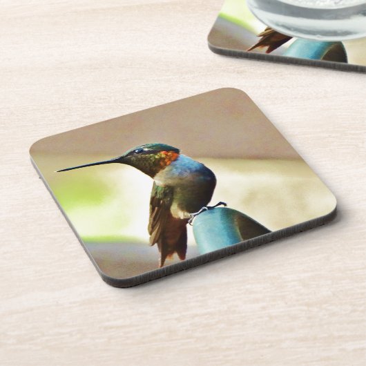 Dessous-de-verre Ruby perché et petit colibri vert (Côté gauche)