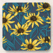 Dessous-de-verre Rudbekia jaune sur la marine (Devant)