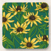 Dessous-de-verre Rudbekia jaune sur vert foncé (Devant)