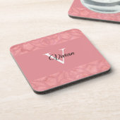 Dessous-de-verre Ruddy Pink Batik Nom Monogrammé (Côté gauche)