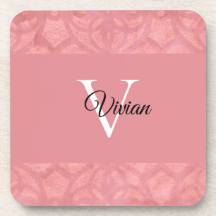 Dessous-de-verre Ruddy Pink Batik Nom Monogrammé