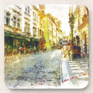 Dessous-de-verre Rues de vieille aquarelle de Prague