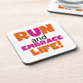 Dessous-de-verre Run and Embrassez Life Orange Pink (Côté gauche)