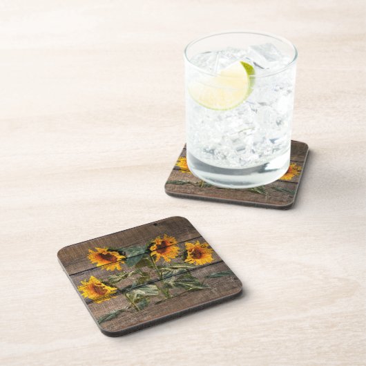 Dessous-de-verre Rustic Barn Wood Sunflower (Côté Droit)