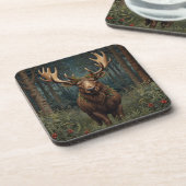 Dessous-de-verre Rustic Christmas moose deer boho woodland forest (Côté gauche)