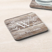 Dessous-de-verre Rustic Grange Bois personnalisé Monogramme et nomm (Côté gauche)