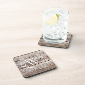 Dessous-de-verre Rustic Grange Bois personnalisé Monogramme et nomm (Côté Droit)