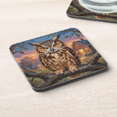 Dessous-de-verre Rustic Impasto Great Horned Owl  (Côté gauche)