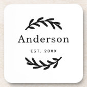 Dessous-de-verre Rustic Laurel Branch Wreath Nom Monogramme (Devant)