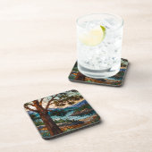 Dessous-de-verre Rustic mountain range landscape stain glass  (Côté Droit)