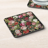 Dessous-de-verre Rustic Red Pink Floral Greenery Black (Côté gauche)