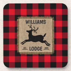 Dessous-de-verre Rustic Reindeer Red Buffalo Plaid Family