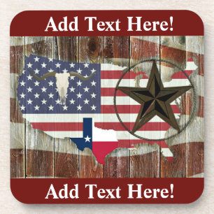 Dessous-de-verre Rustique Texas Lone Star Texas Long Horn Beverage 