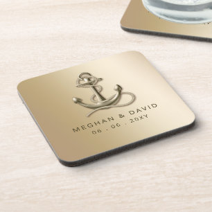 Dessous-de-verre Rustique Vintage Antique Ancre Nautique Mariage