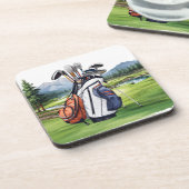 Dessous-de-verre Sac de golf sur terrain de golf aquarelle (Côté gauche)