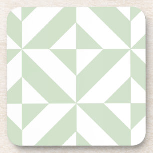 Dessous-de-verre Sage Green Geometric Deco Cube Pattern