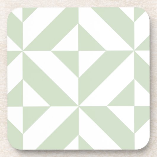 Dessous-de-verre Sage Green Geometric Deco Cube Pattern (Devant)