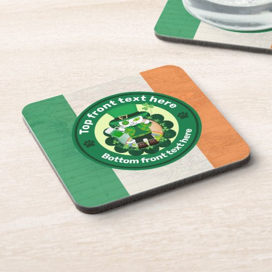Dessous-de-verre Saint Patrick avec un chat à un oeil heureux (Côté gauche)