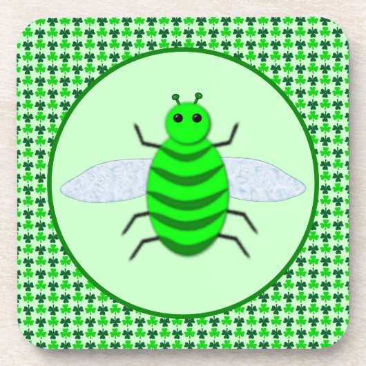 Dessous-de-verre Saint Patricks Day Bee et Shamrocks (Devant)