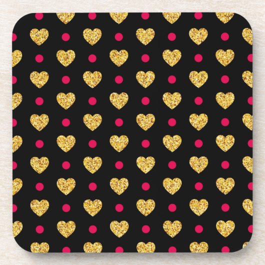 Dessous-de-verre Saint Valentin Coeurs d'or Motif-23655 (Devant)