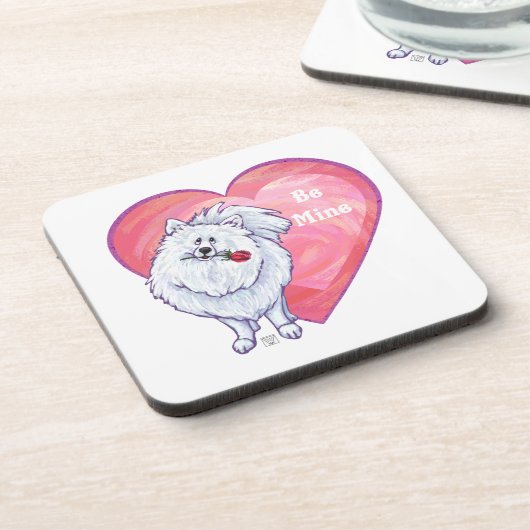 Dessous-de-verre Saint Valentin Poméranie Blanche (Côté gauche)