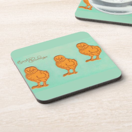 Dessous-de-verre Salutations de Pâques Chicks Vert (Côté gauche)