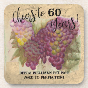 Dessous-de-verre Salutations jusqu'à 60 ans d'aquarelle grape