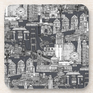 Dessous-de-verre San Francisco toile noir gris de fer