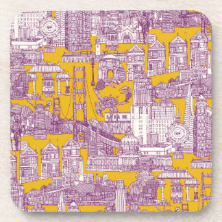 Dessous-de-verre San Francisco toile violet jaune