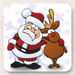 DESSOUS-DE-VERRE SANTA CLAUS ET RUDOLPH