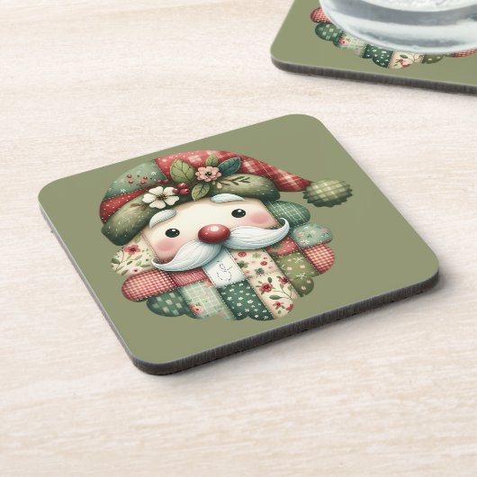 Dessous-de-verre Santa folklorique patchwork fantaisiste de Noël (Côté gauche)
