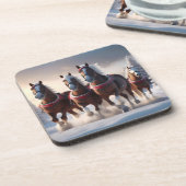 Dessous-de-verre Santas Chevaux de Neige de Noël, (Côté gauche)