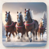 Dessous-de-verre Santas Chevaux de Neige de Noël, (Devant)