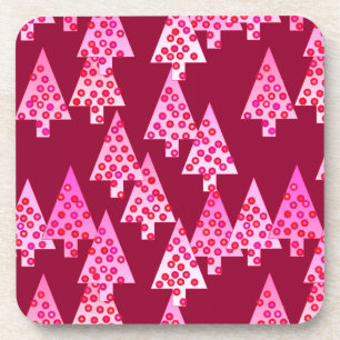 Dessous-de-verre Sapins de Noël fleurs modernes - vin & rose