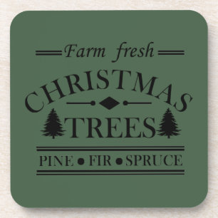 Dessous-de-verre Sapins de Noël frais de la ferme moderne