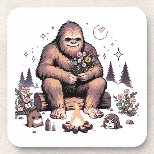 Dessous-de-verre Sasquatch tenant des fleurs (Devant)