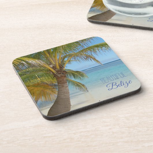 Dessous-de-verre Scène de plage de palmier tropical de Belize Photo (Côté gauche)