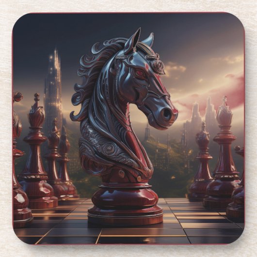 Dessous-de-verre Scène d'échecs fantastiques - Cavalier (Devant)