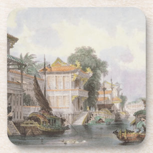 Dessous-de-verre Scène sur le canal de Horan près du canton, c.18