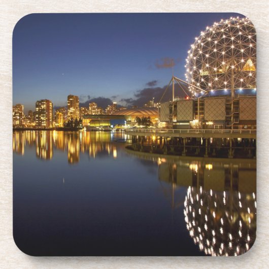 Dessous-de-verre Science World et le CBD reflétés dans False Creek, (Devant)