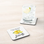 Dessous-de-verre Script de brosse moderne Aquarelle Lemons Limoncel<br><div class="desc">Script De Brosse Moderne Aquarelle Citrons Quand La Vie Vous Donne Des Citrons Font Du Dessous de verre Limoncello</div>