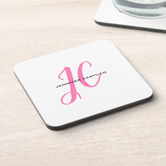 Dessous-de-verre Script de calligraphie professionnelle Monogramme  (Côté gauche)