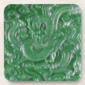 Dessous-de-verre sculpture chinoise en dragon de jade vert (Devant)