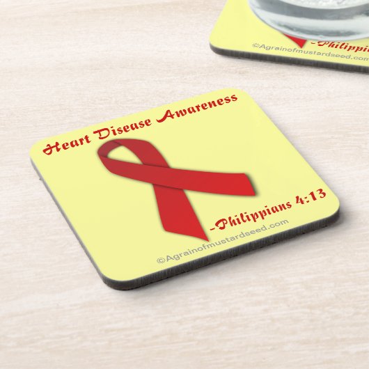 Dessous-de-verre Sensibilisation aux maladies cardiaques Phil 4:13 (Côté gauche)