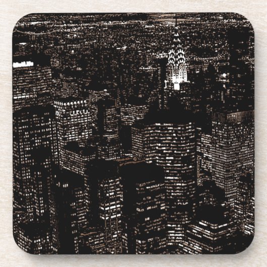 Dessous-de-verre Sepia New York City Night Skyline (Devant)