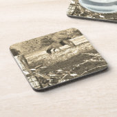 Dessous-de-verre Sepia ton cheval Brown et clôture (Côté gauche)