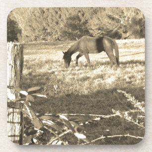 Dessous-de-verre Sepia ton cheval Brown et clôture
