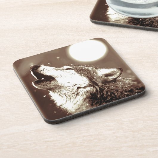 Dessous-de-verre Sepia Wolf & Moon (Côté gauche)