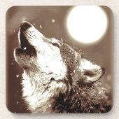 Dessous-de-verre Sepia Wolf & Moon (Devant)