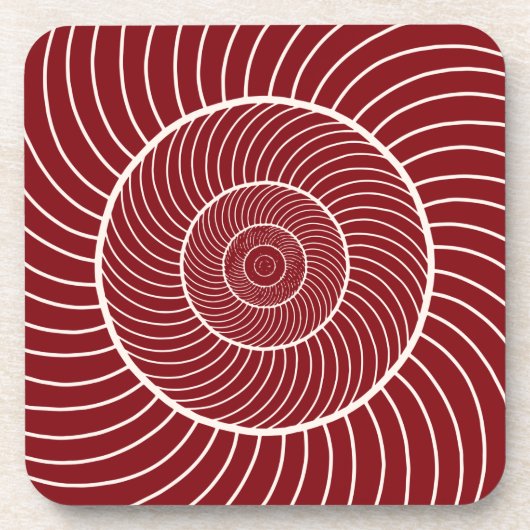 Dessous-de-verre Séquence de fibonacci d'escargot de la crème rouge (Devant)
